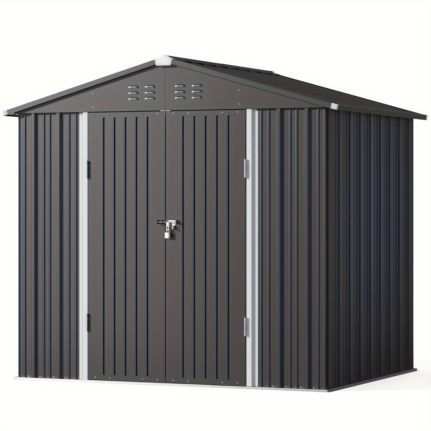 

Outdoor Storage Shed, 8x6 Ft, With Metal Base Frame, Galvanized Metal Garden Shed With Double Lockable Doors, Outdoor Storage Clearance For Backyard Patio, Garden Storage