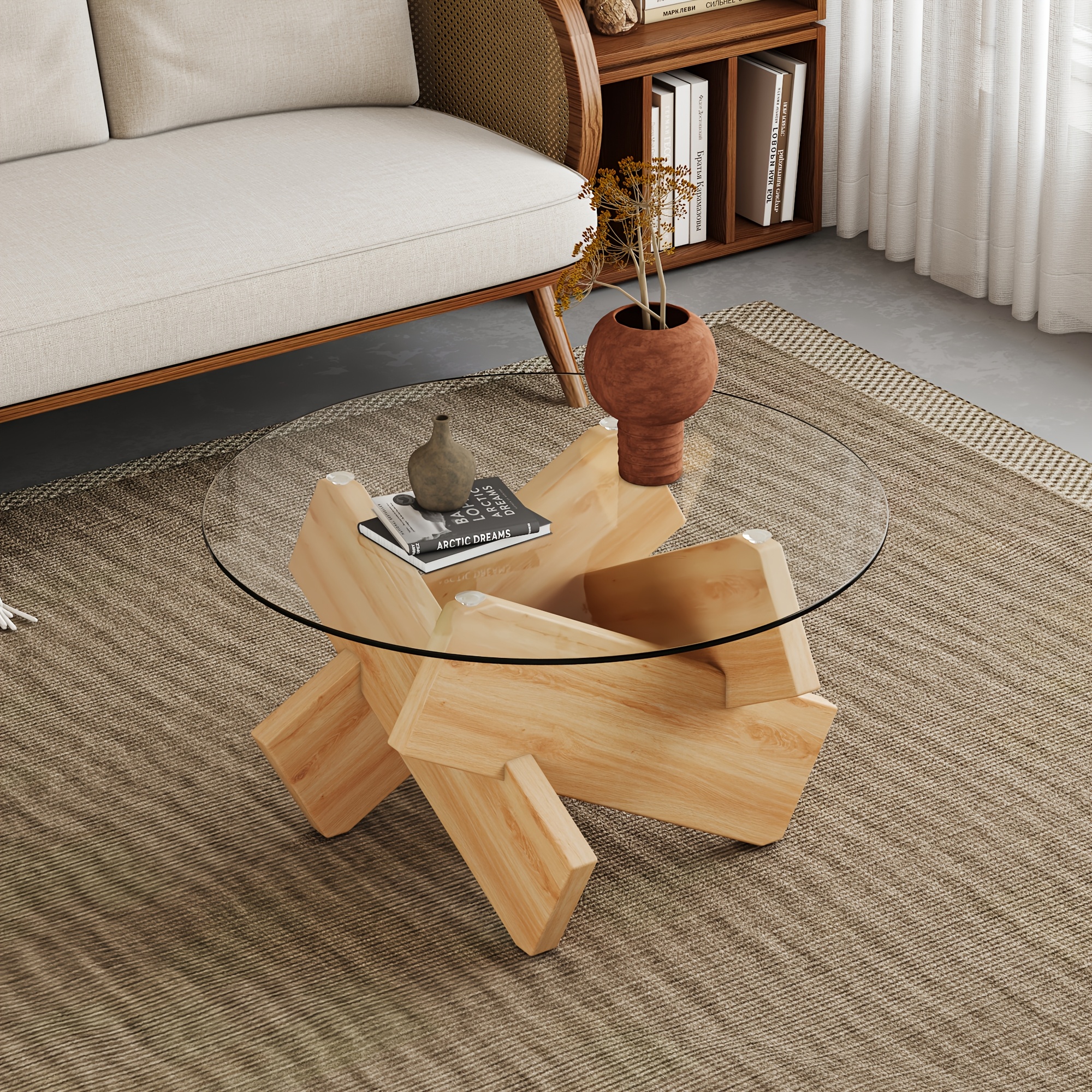 Modern Round Glass Coffee Table 33.4