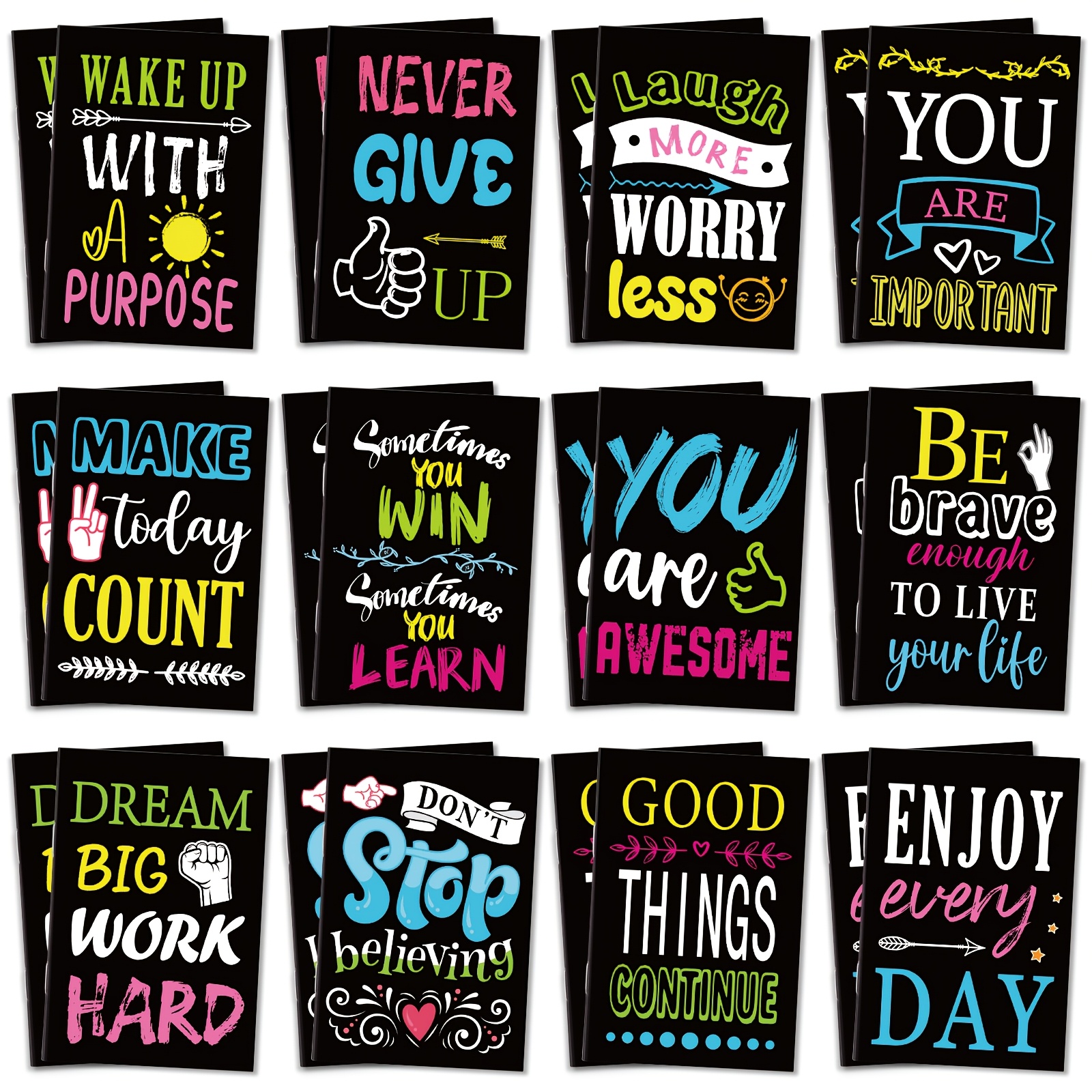 24pcs mini inspirational notebooks party favors motivational journals pocket notepads bulk for appreciation graduation office gifts party supplies 12 styles