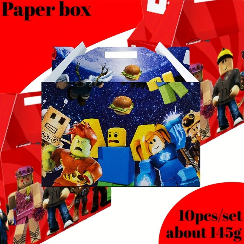 

10pcs Roblox Birthday Party Paper Boxes, Tartan Pattern, Glass & Paper Material, For Christmas, Halloween, Easter, Celebrations, Confirmation