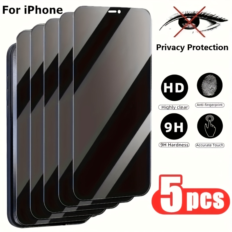 

5pcs 11 12 13 Pro Max Plus Anti Spy Tempered Glass Screen Protector Film Full Coverage Privacy Screen Protector With Privacy Protection Tempered