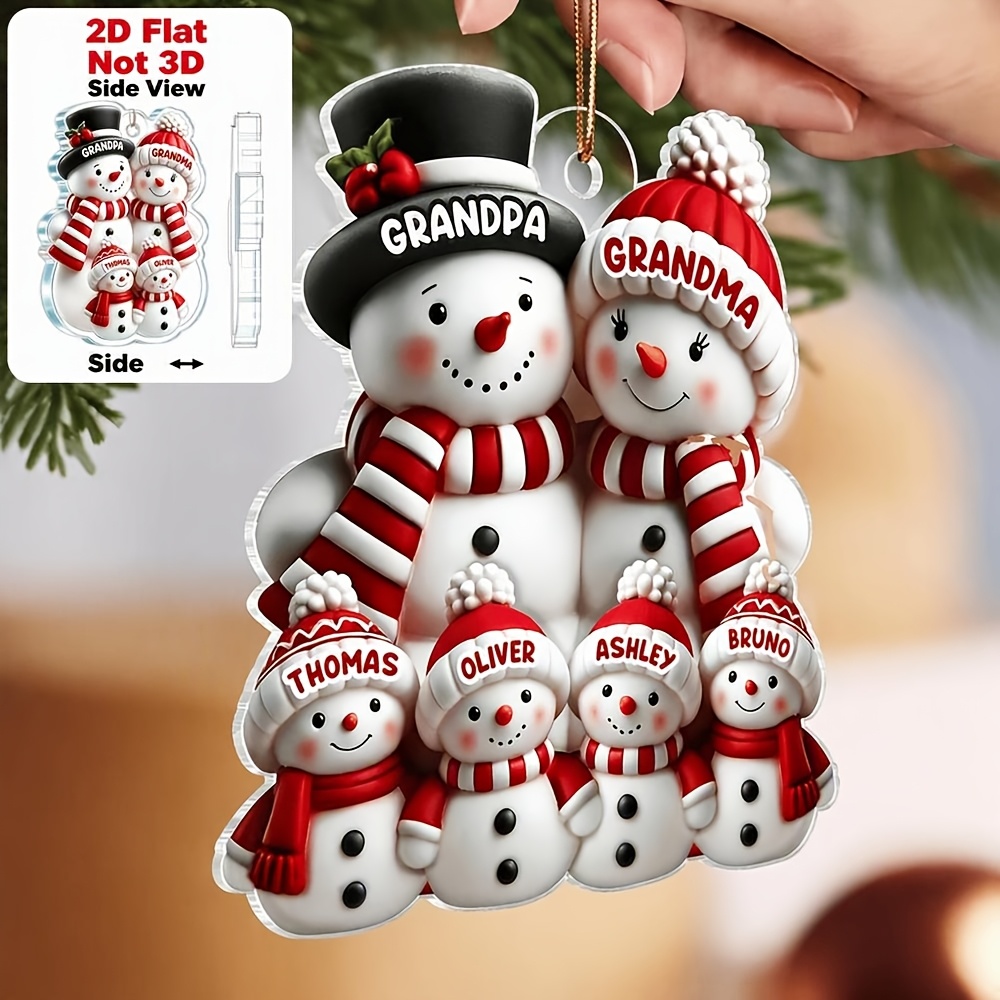 TEMU 2d Flat, Personalized Retro Family Name Christmas Tree Ornaments - 2d Flat Name Plates With 3-7 Letters/numbers, Family -like Design For Holiday