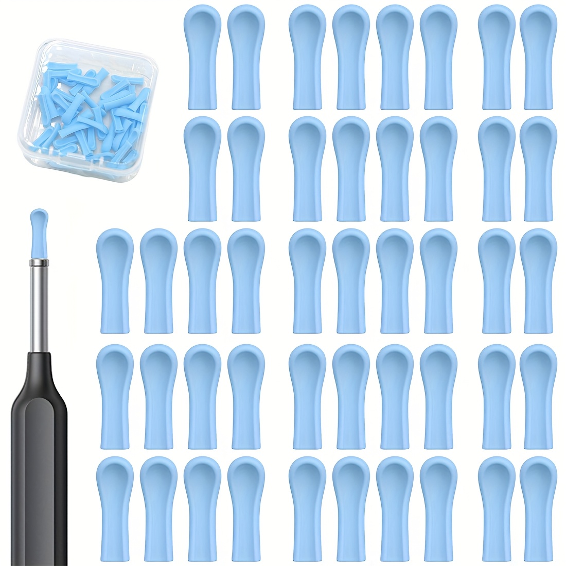 14/32/46-pack Ear Spoon Tips, Reusable Ear Cleaner Wax Removal Replacement Heads, No Electricity Or Battery Needed - With Storage Box (blue/green)