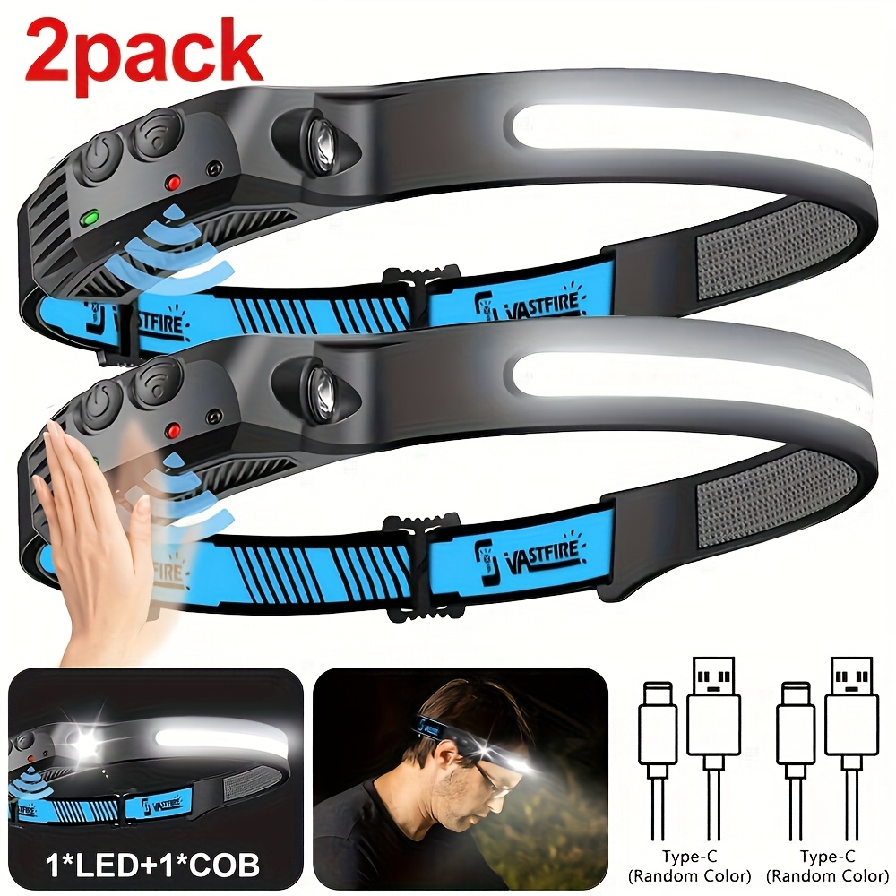 this sensor activated led   headlamp features a cob sensor type c charging a 1200mah battery a 230   and     suitable for camping hiking and outdoor activities its portable and  