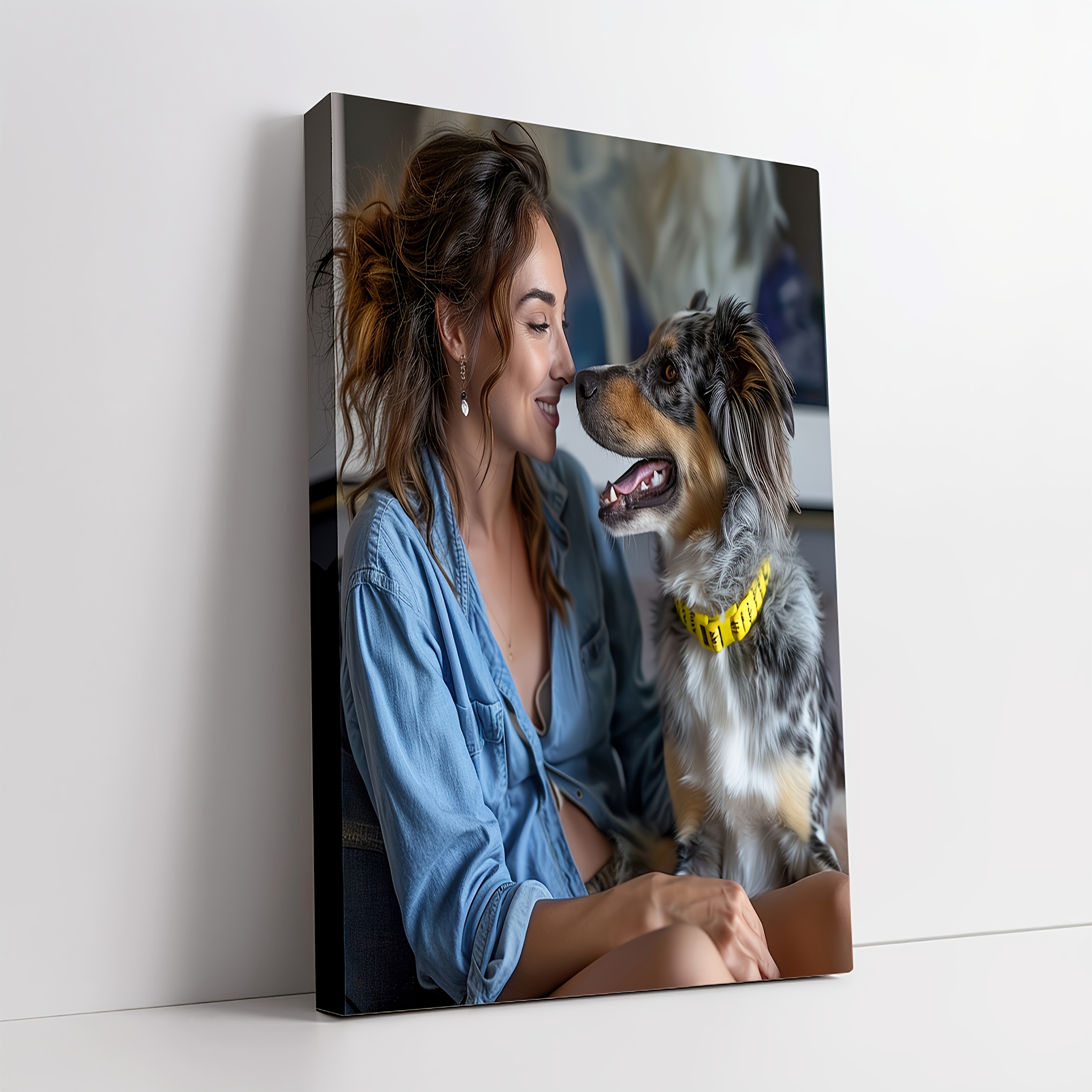 

1pc Customizable Contemporary Canvas Art Print, 11.8"x15.7" Personalized Wooden Wall Art With Photo, Ideal For Pets & Family, Living Room, Bedroom, Home Office Decor