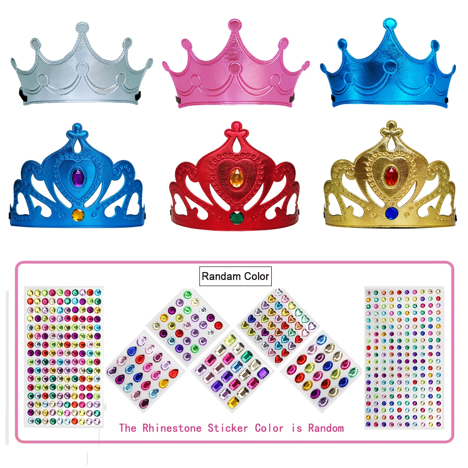 

13pcs Crowns Set,foam Crowns Set,princess,king Crowns,6 Crowns And 7 Sheets Sticker,make Your Crowns With Sticker,birthday Party Supplies,suitable For Halloween,christmas,easter,birthday Decorations