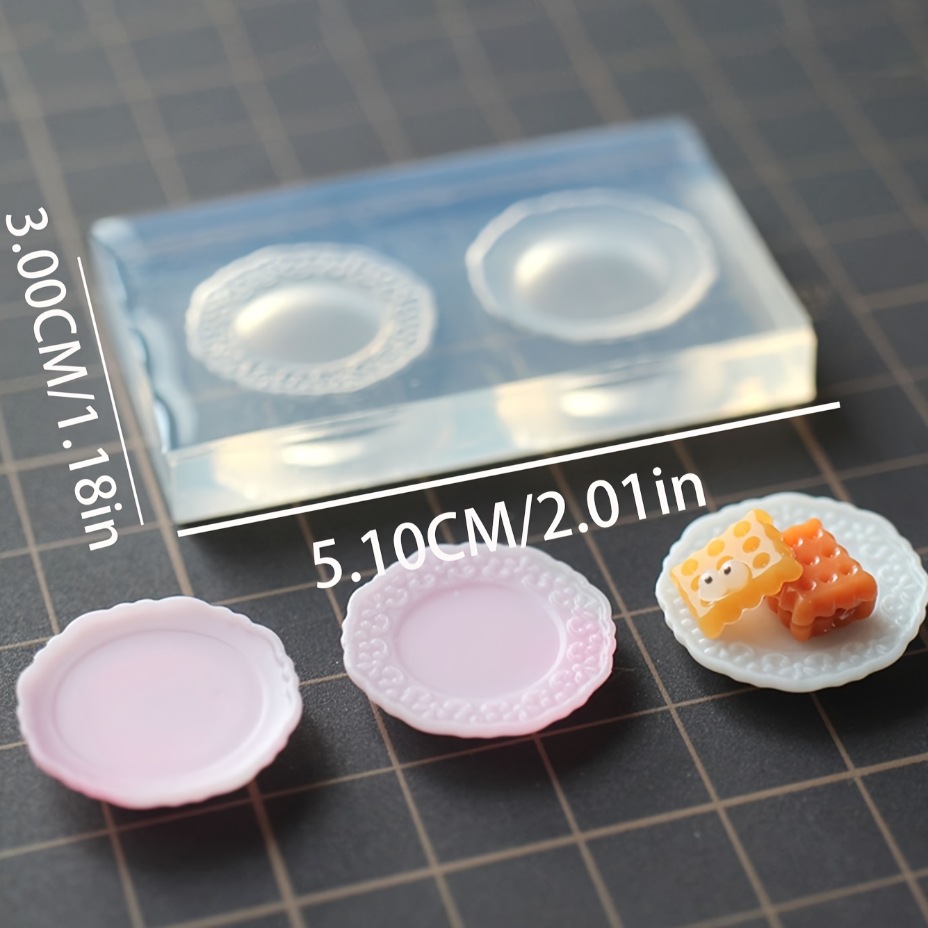 Miniature Play Simulation Carved Storage Plate Silicone Mold Mini Storage Tray Plate Making Resin Mold