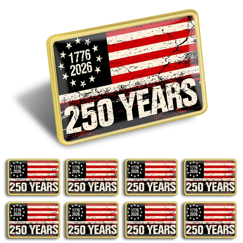 9-pack American 250th Anniversary Brooch | Iron And Copper Tribal Style Oblong Pins, Ideal For Day And Thanksgiving Day