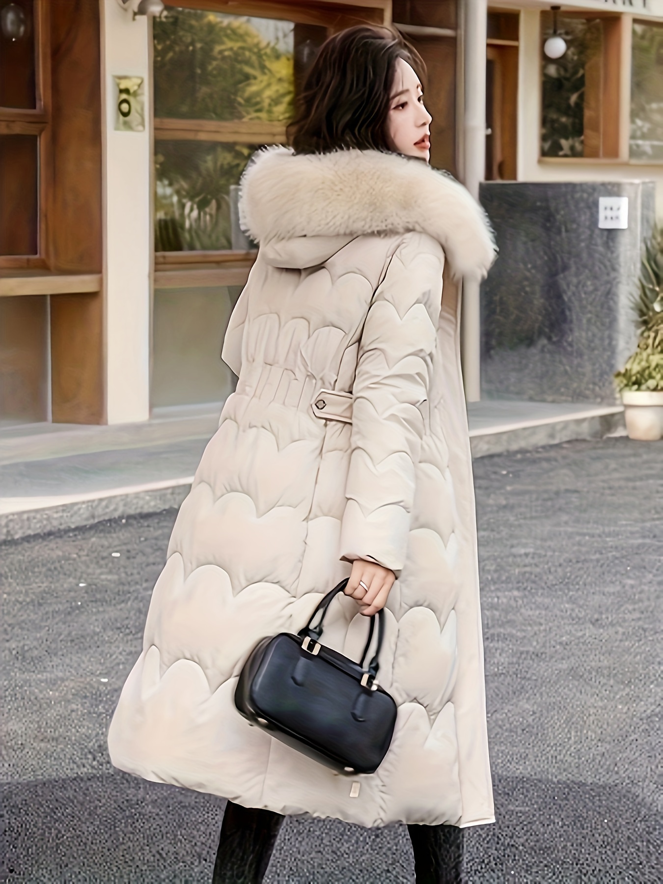 elegant long polyester padded jacket coat women 100 Temu