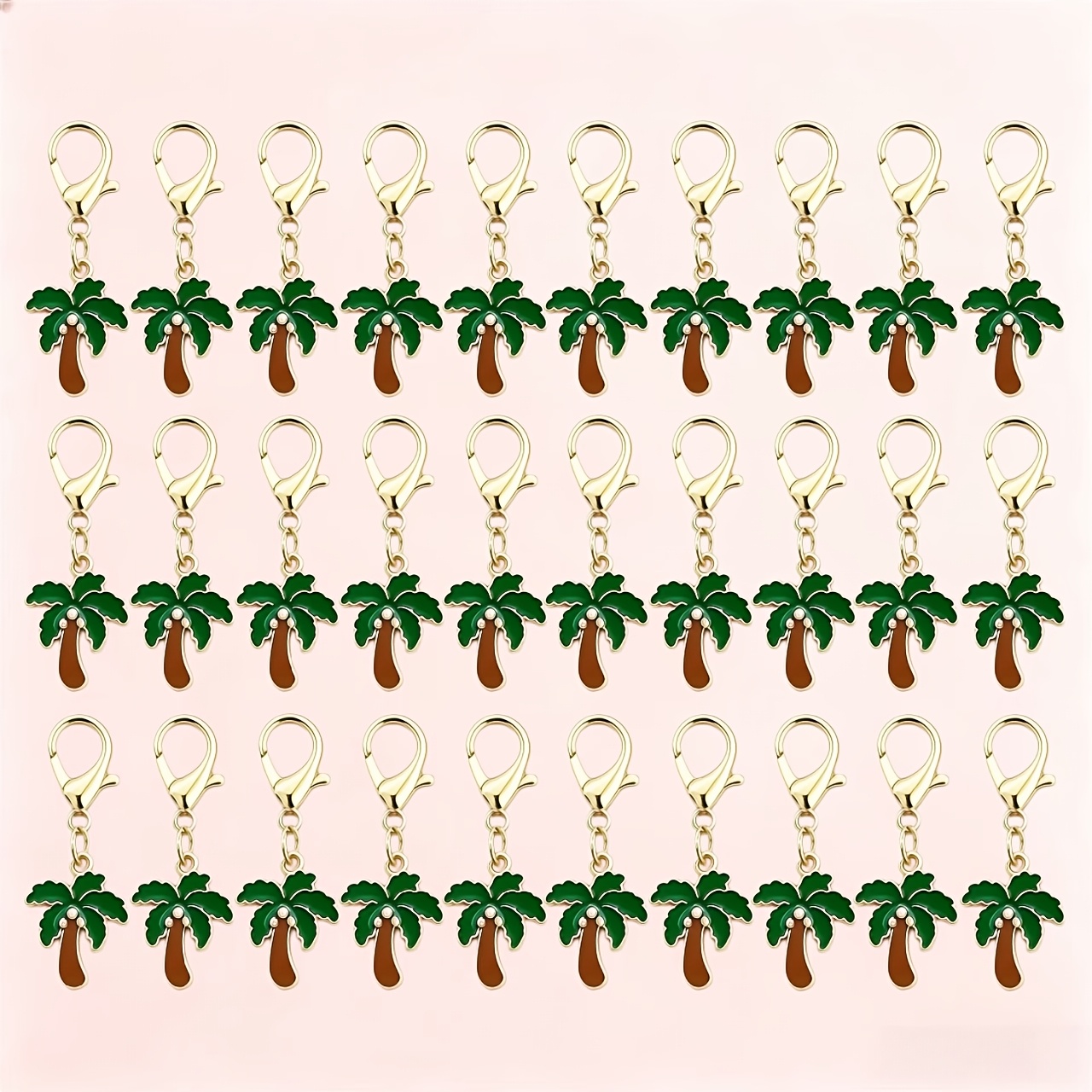 TEMU 30 porte-clés Arbre de coco vert, fermoir , pendentif plante, porte-clés pour sacs/fermetures éclair/chaussures, cadeaux d'anniversaire, Noël,