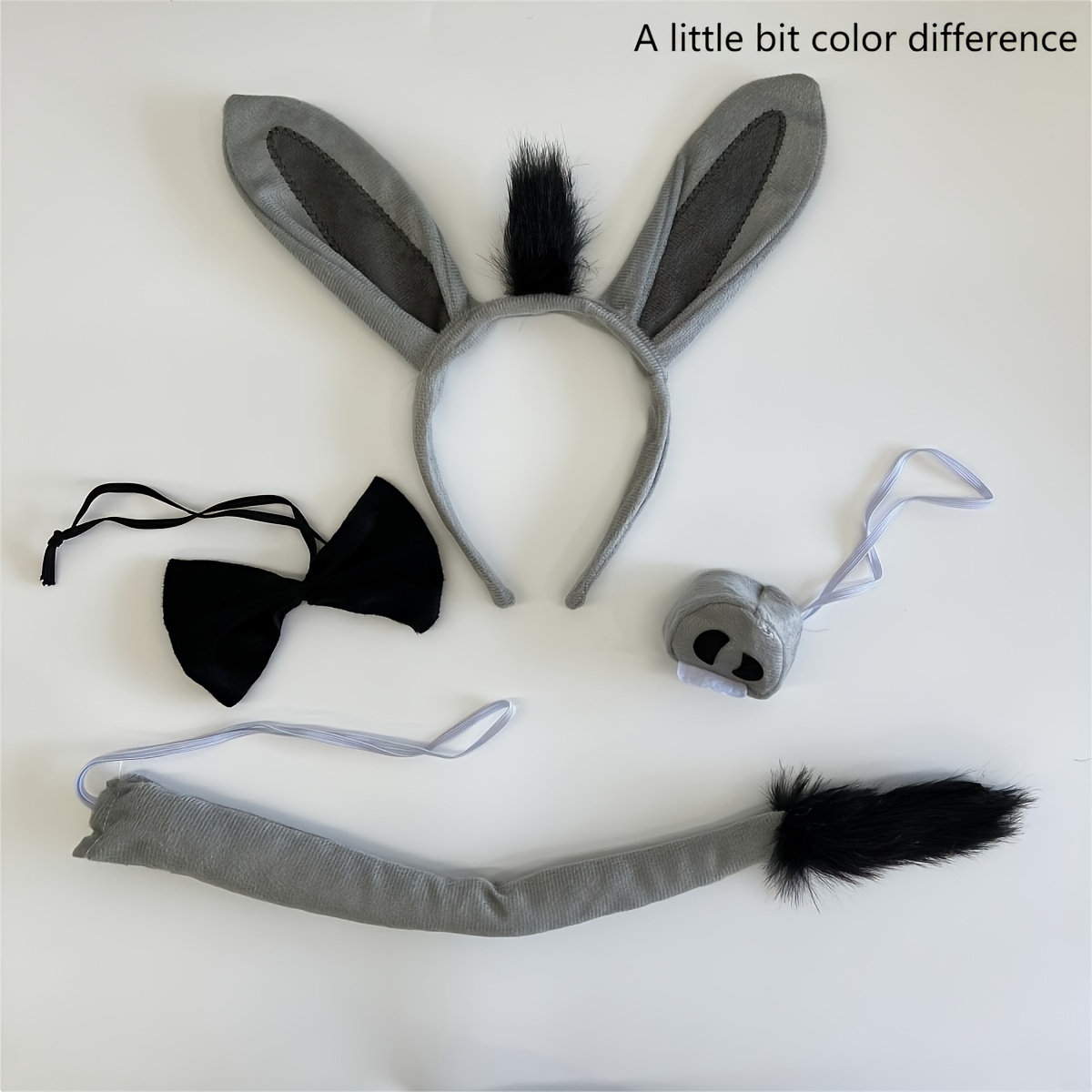 TEMU 4pcs/6pcs Donkey Clothing And Accessories Set - Donkey Ear Headband, Tail Nose Tie, Animal Props, Role Playing Set, Suitable For Role Playing,