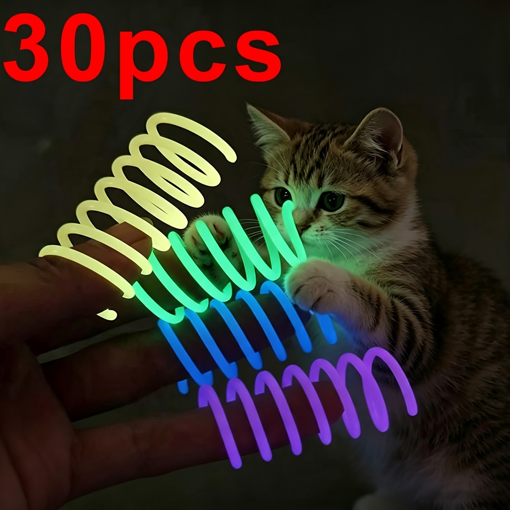 TEMU 30 stuks -The-Dark Springs Kattenspeelgoed voor Binnenkatten, Jelly-Gekleurde Interactieve Speelgoed Kitten Speeltjes voor Achtervolging en
