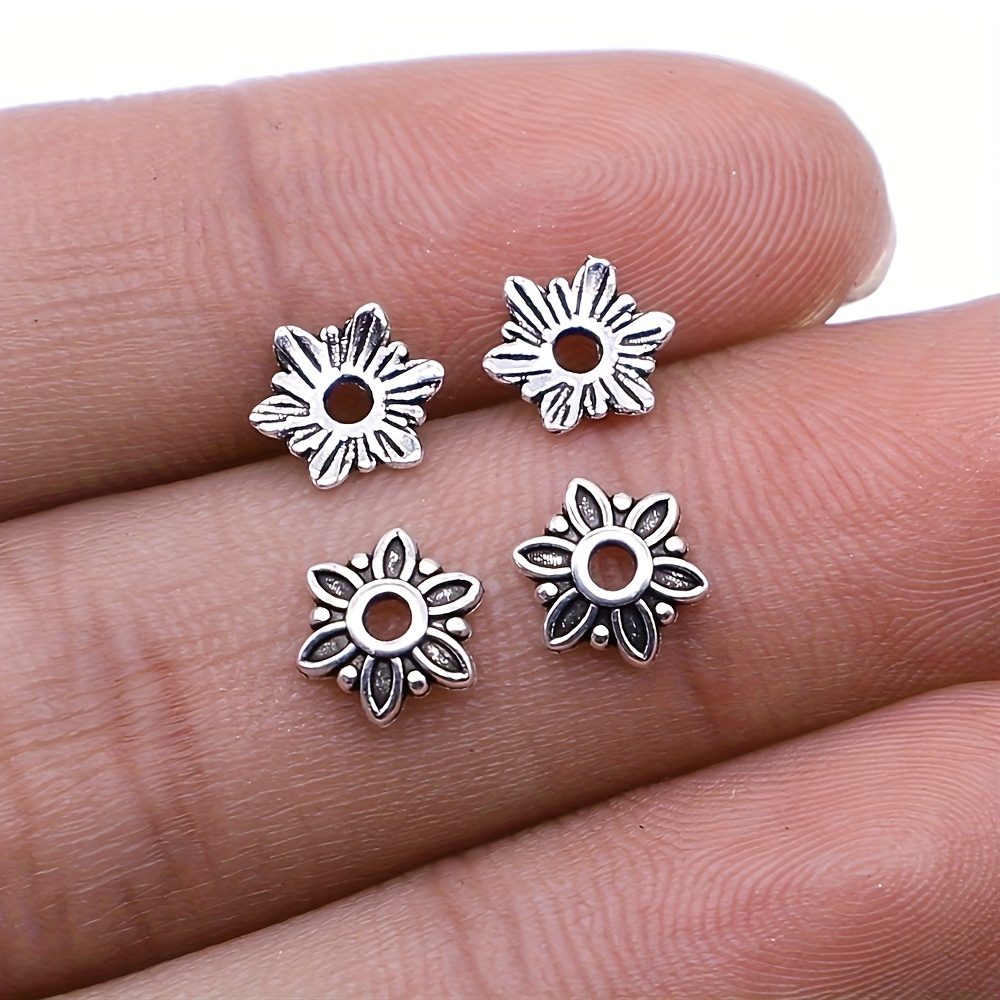 80pcs Filigree Flower Beads, Vintage Flower Caps