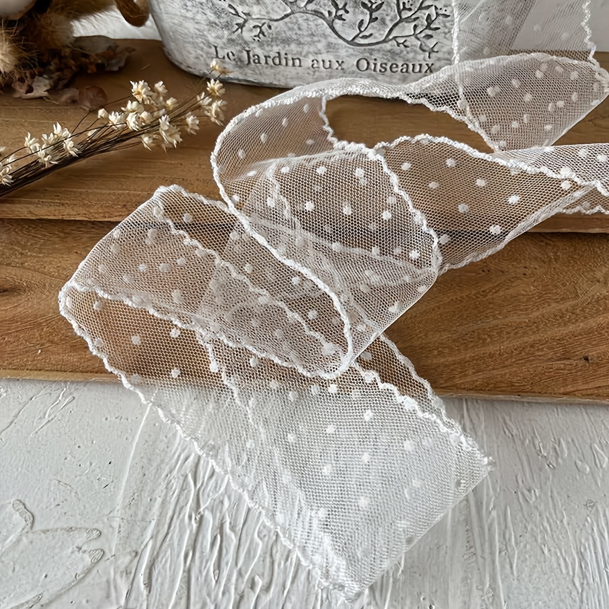 TEMU Polka Dot Spitzenbesatz Rand Bastelbedarf Handmaterialen Schleife Schultergurte Band Stoffstreifen & Halloween, Schule für wohnung