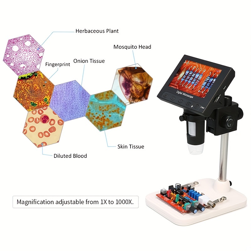 1 Unidad Microscopio Digital Lcd 4.3 Pulgadas 1000 Aumentos - Temu