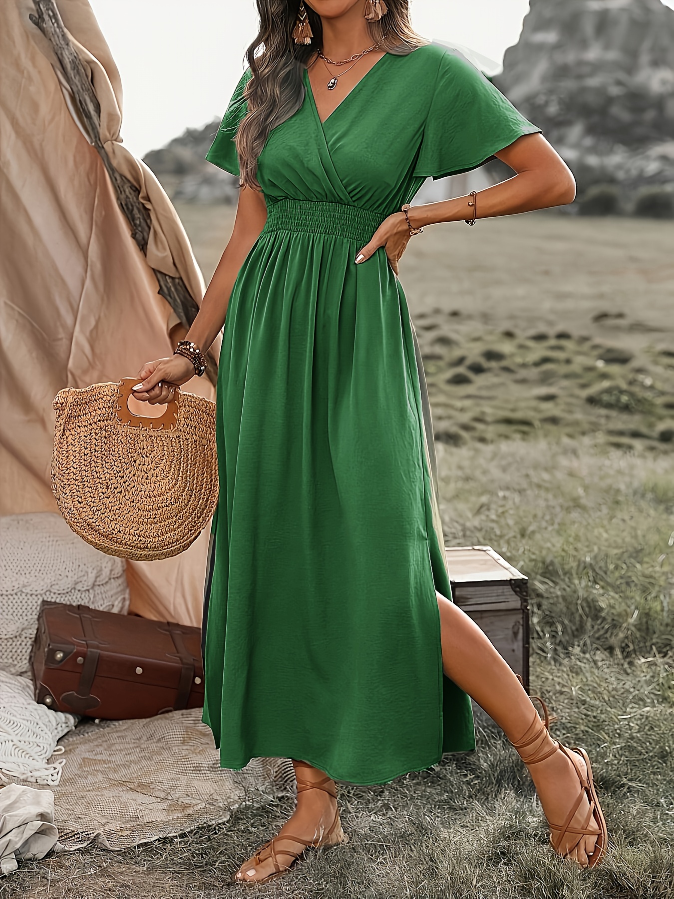 casual dress color green Phoebe Green Color Lightweight Casual Dress – Whisper Mint main image 0