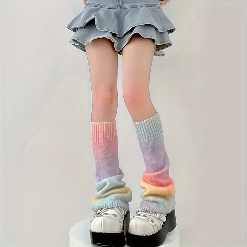 

Ombre Knitted Leg Warmers, Y2k Flared Slim Fit Knee High Socks, Women's Stockings & Hosiery - Fall & Winter