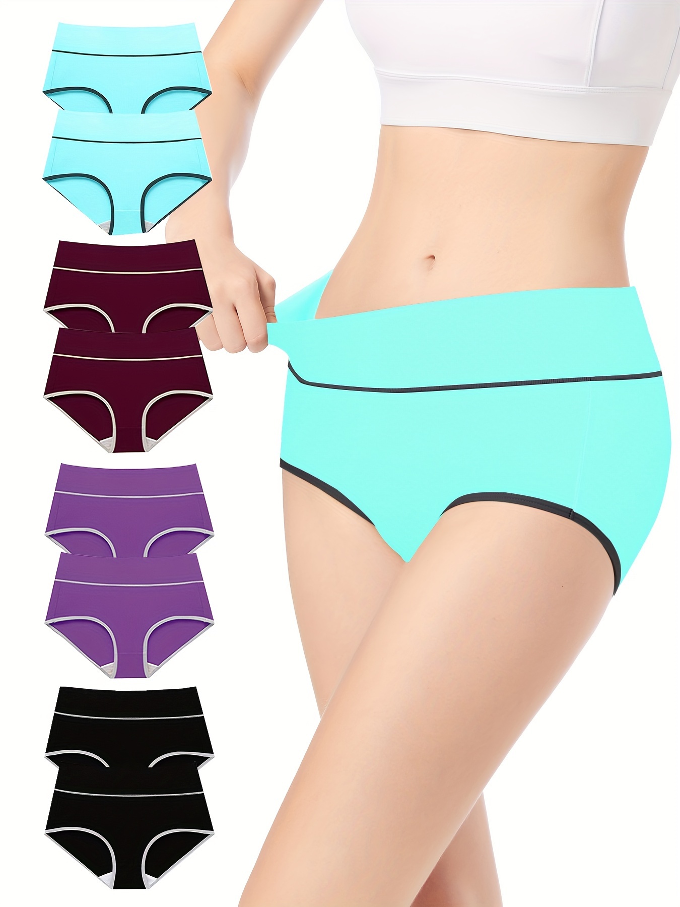 Women's Simple Panties Set Plus Size Contrast Binding - Temu
