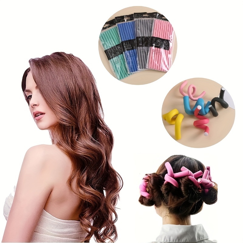 

10pcs/set Hair Curling Rollers Flexible Heatless Hair Curling Rods Soft Curly Hair Tools Hairdressing Accessories For Short Long Hair For All Hair Types Random Color