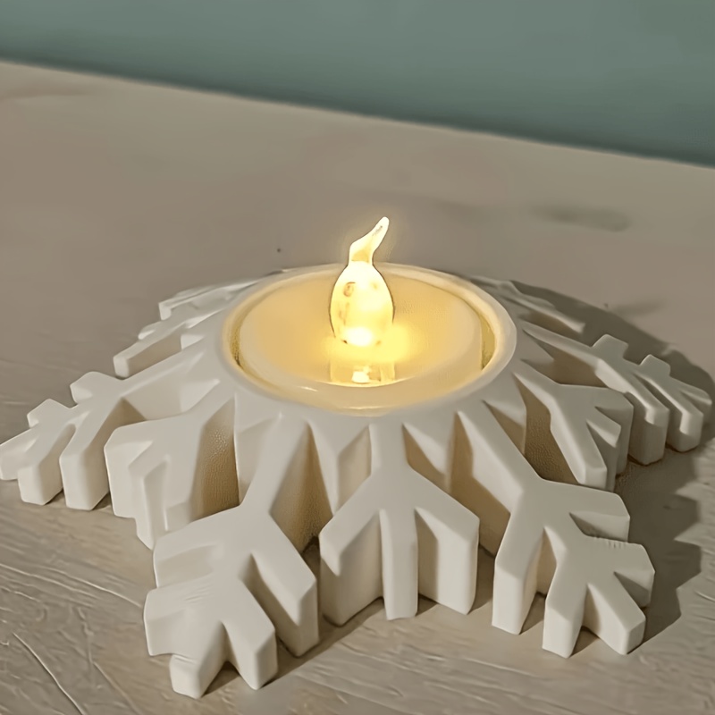 TEMU Exquisite Snowflake Tealight Candle Holder - Modern Minimalist Style, Handcrafted Design, Suitable For Living Room Mantel Decoration, Wedding