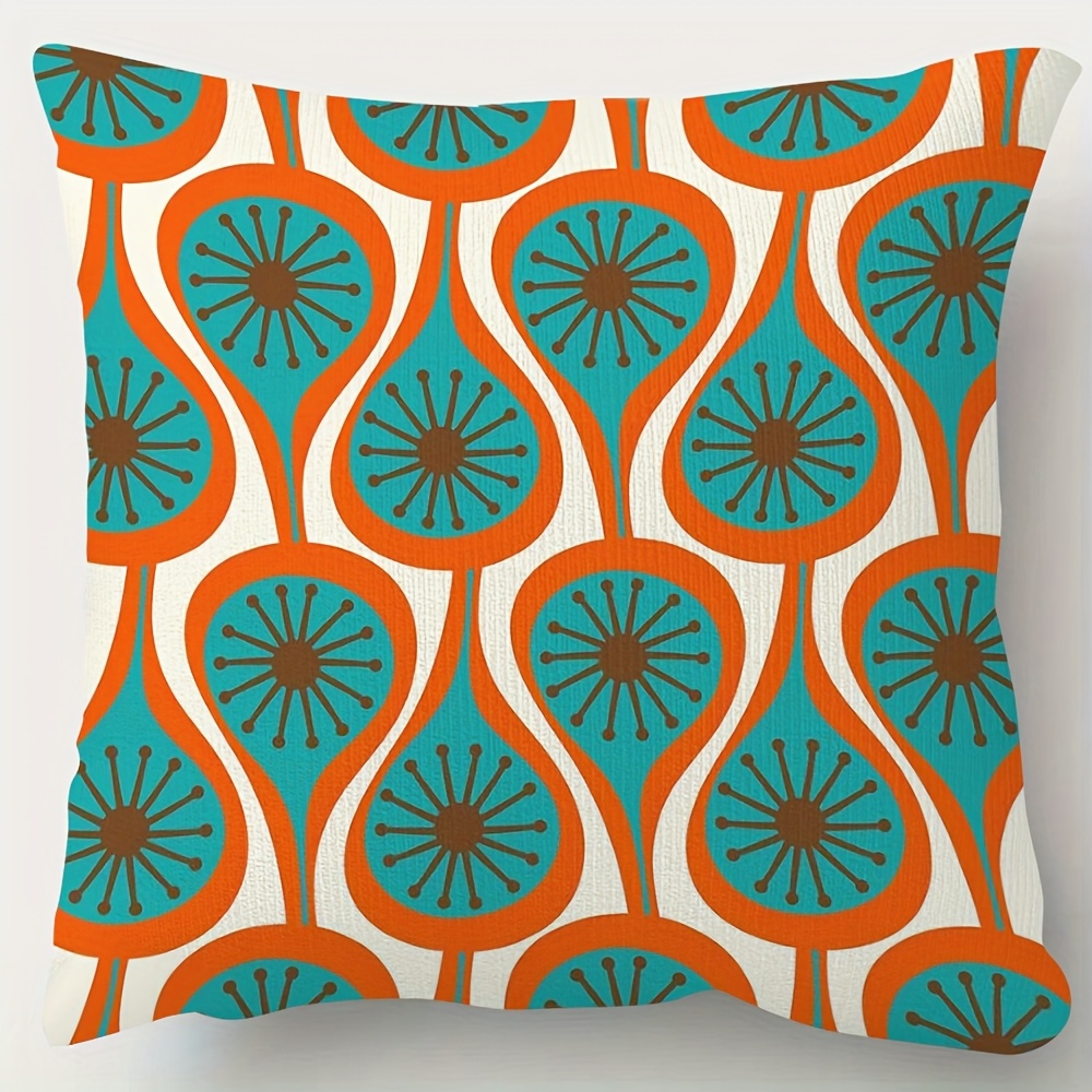 TEMU 1pc Of Short Plush Decorative Pillowcase, Featuring Mid Century Modern Atomic Drops Design, Printed On , Measuring 18 Inches By 18 Inches, Ideal