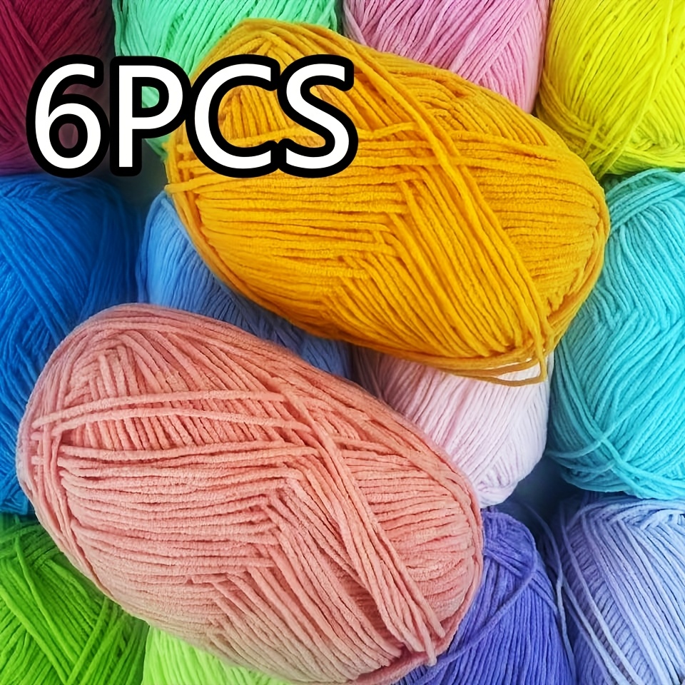 280g 40g×6本 1.5mm マットシェニール糸 ソフトハンドル付きかぎ針 