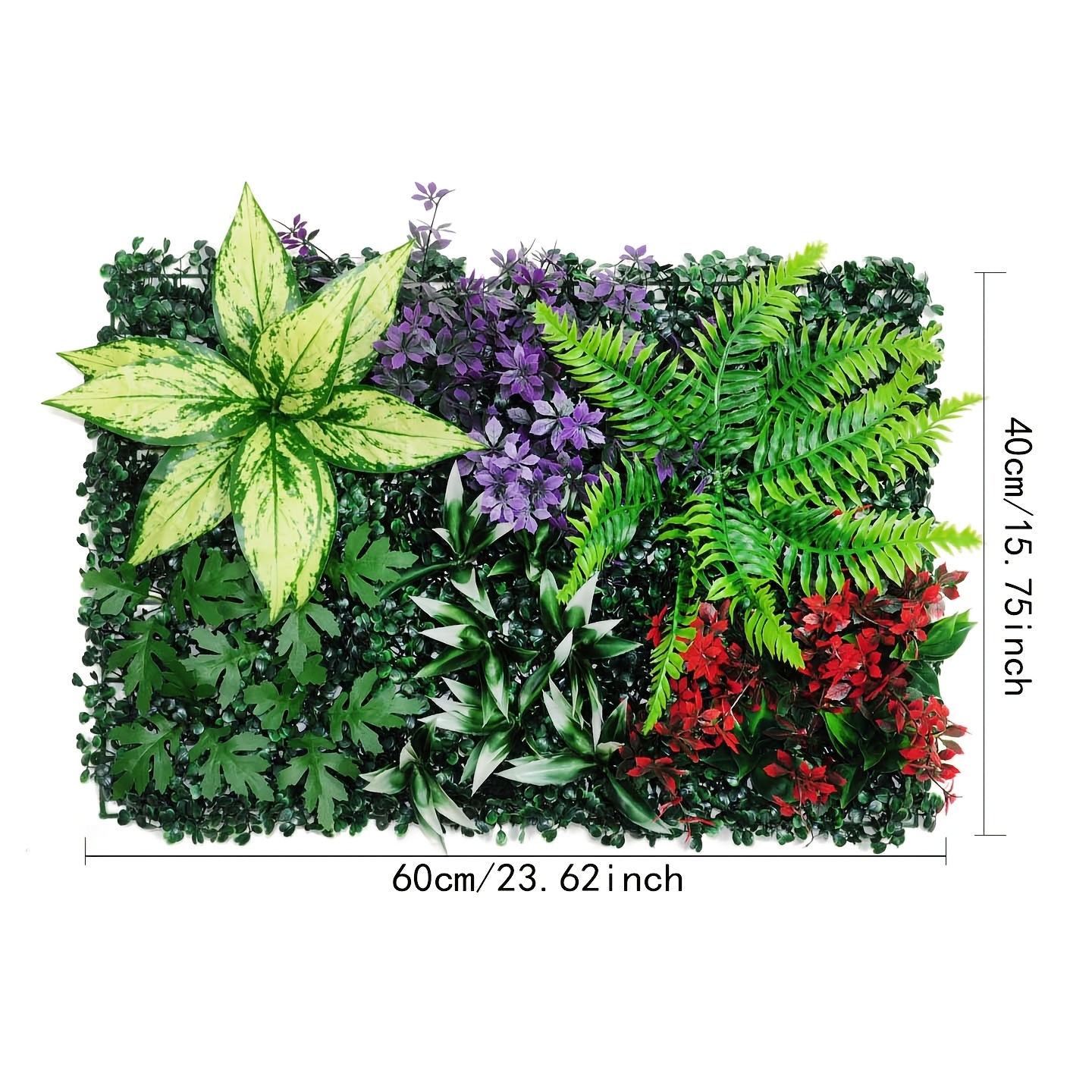 Image of 40x60cm Artificial Fern Plant Wall Panel Realistic Faux Green Grass Leaf Wall Mat Uv Resistant Plastic Greenery Backdrop For Indoor Outdoor Wedding Party Garden Backyard Fence Home Decor