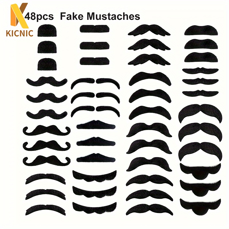 

Kicnic 48pcs Black Polyester Fake Mustaches, Funky Style, Outfit, Fiesta, Masquerade, Party Supplies, Halloween, Christmas, Costume, Winter Decorations