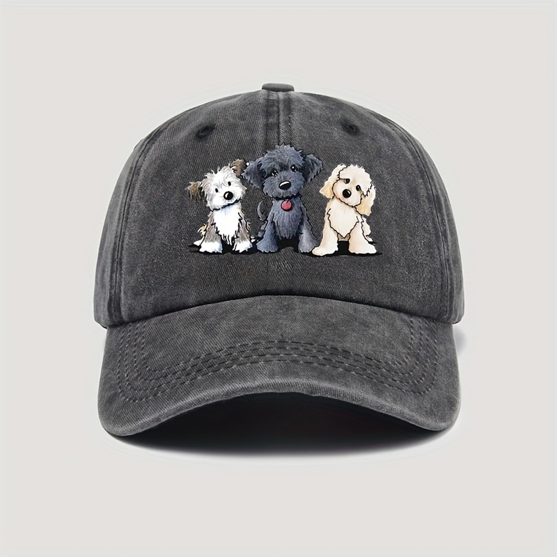 

Cute Cartoon Dogs Baseball Cap For Teens, 100% Cotton Animal-themed Casual Hat With Sun Protection, Adjustable Snapback For , Hand Washable - Teen Headwear For New Year Celebration