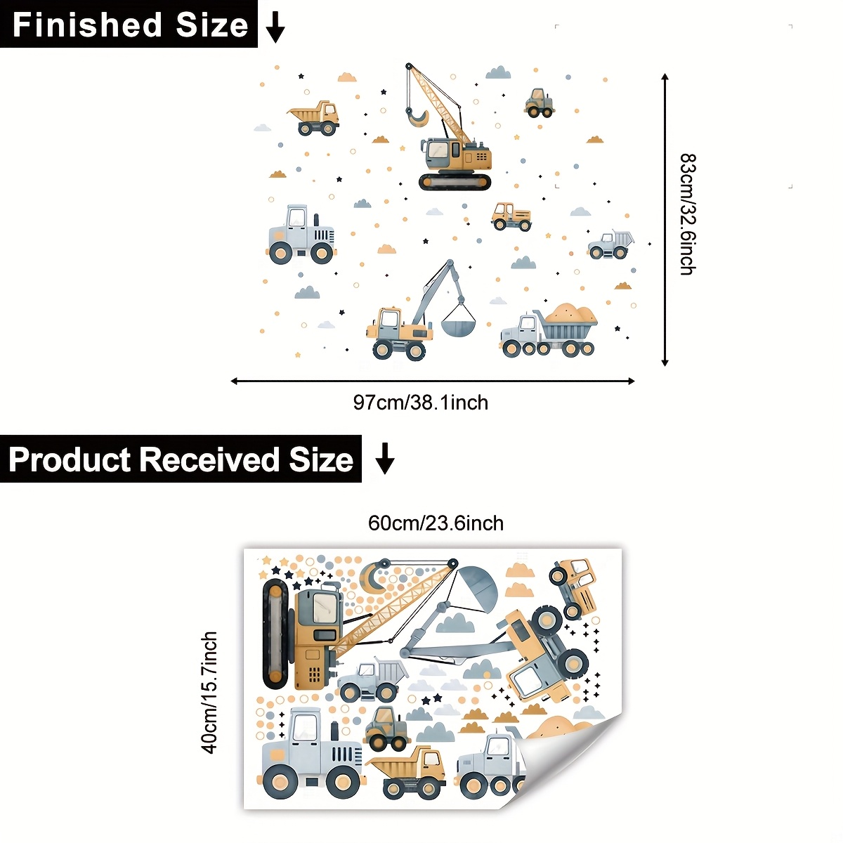 Image of 1pc Excavator Wall Stickers, Transport Decor Wall Decals, Self-adhesive Removable Sticker, Suitable For Bedroom, Entryway, Living Room, Hallway, Home Decoration