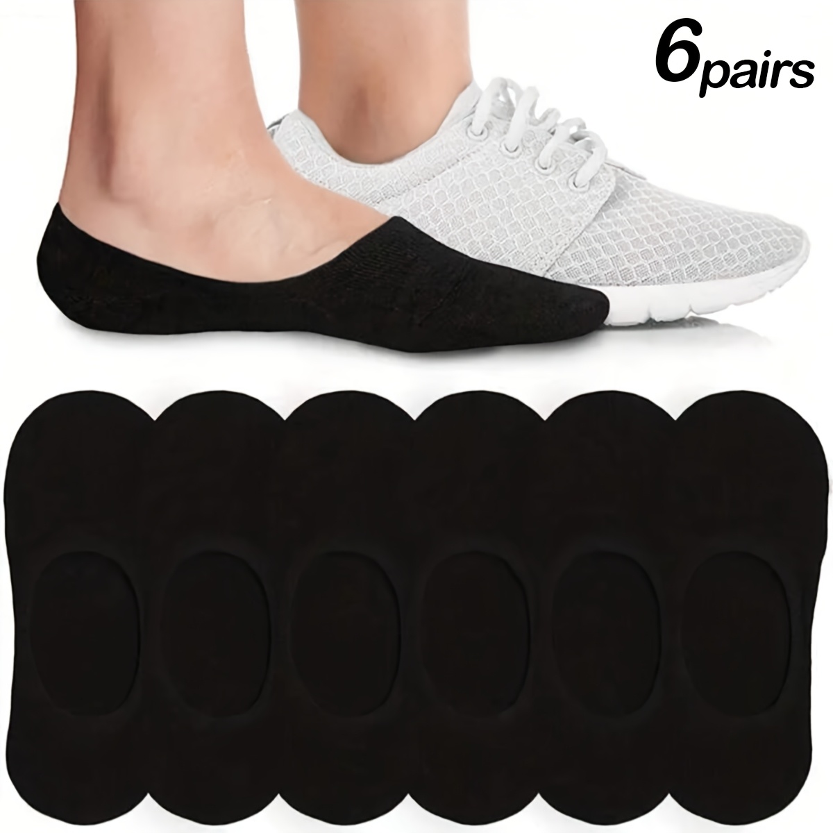 E-shop 6 Paar Ganzjahres Kurze Unsichtbare Socken, Unisex Unsichtbare Rutschfeste Socken, Multicolor Uni , Instagram Trendige Vielseitige Mode Socken