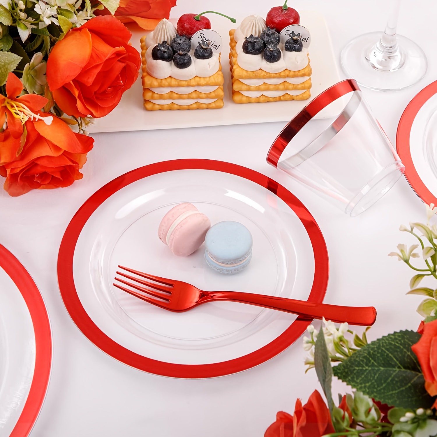 Dinnerware Set Disposable Plastic Plates And Bowls Strong White