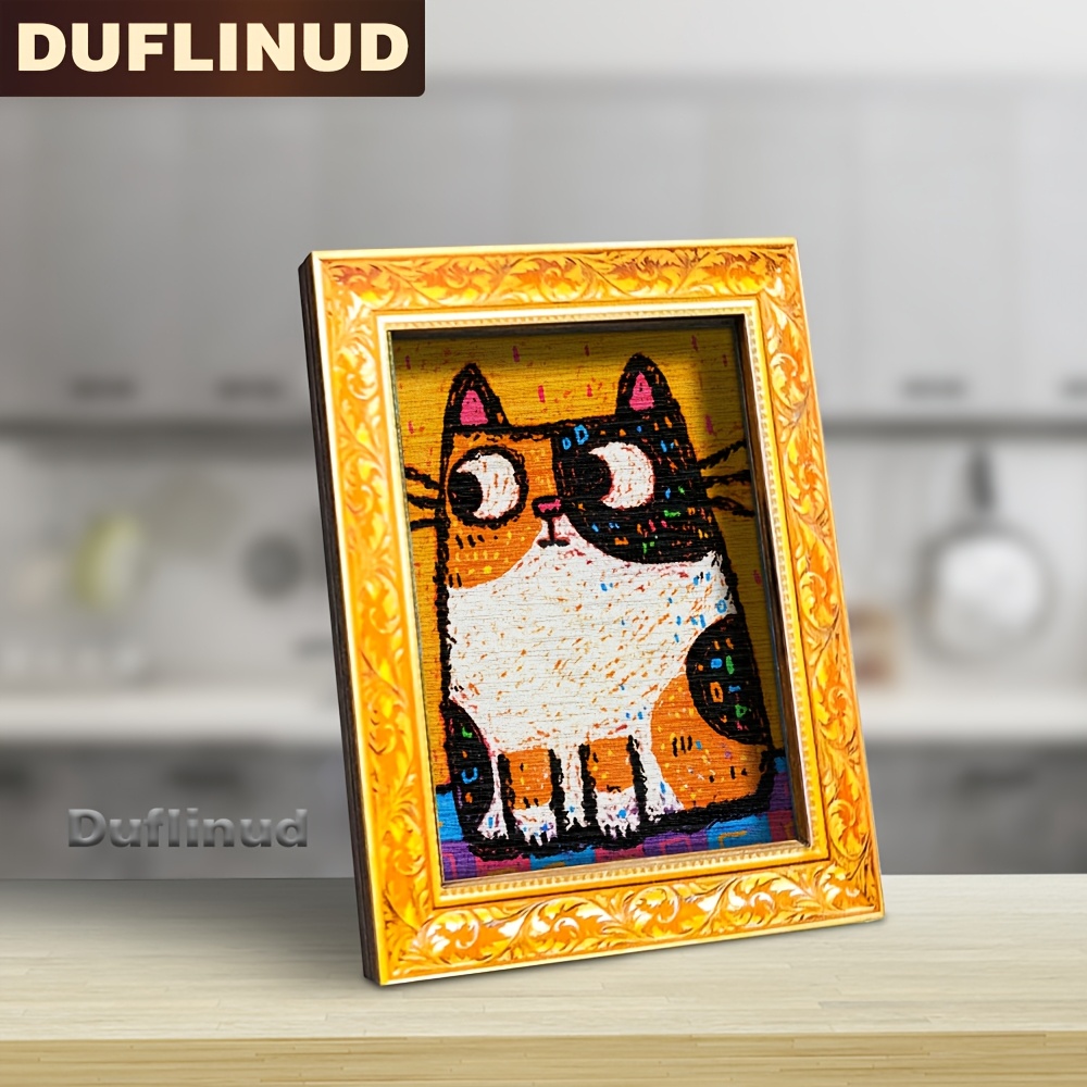 TEMU 1pc Hand-painted Cat Magnet - Wood Mini Fridge Magnets Suitable For Home Office Kitchen Decor, Cute Hand-painted Cat Face Fridge Magnets, Wood