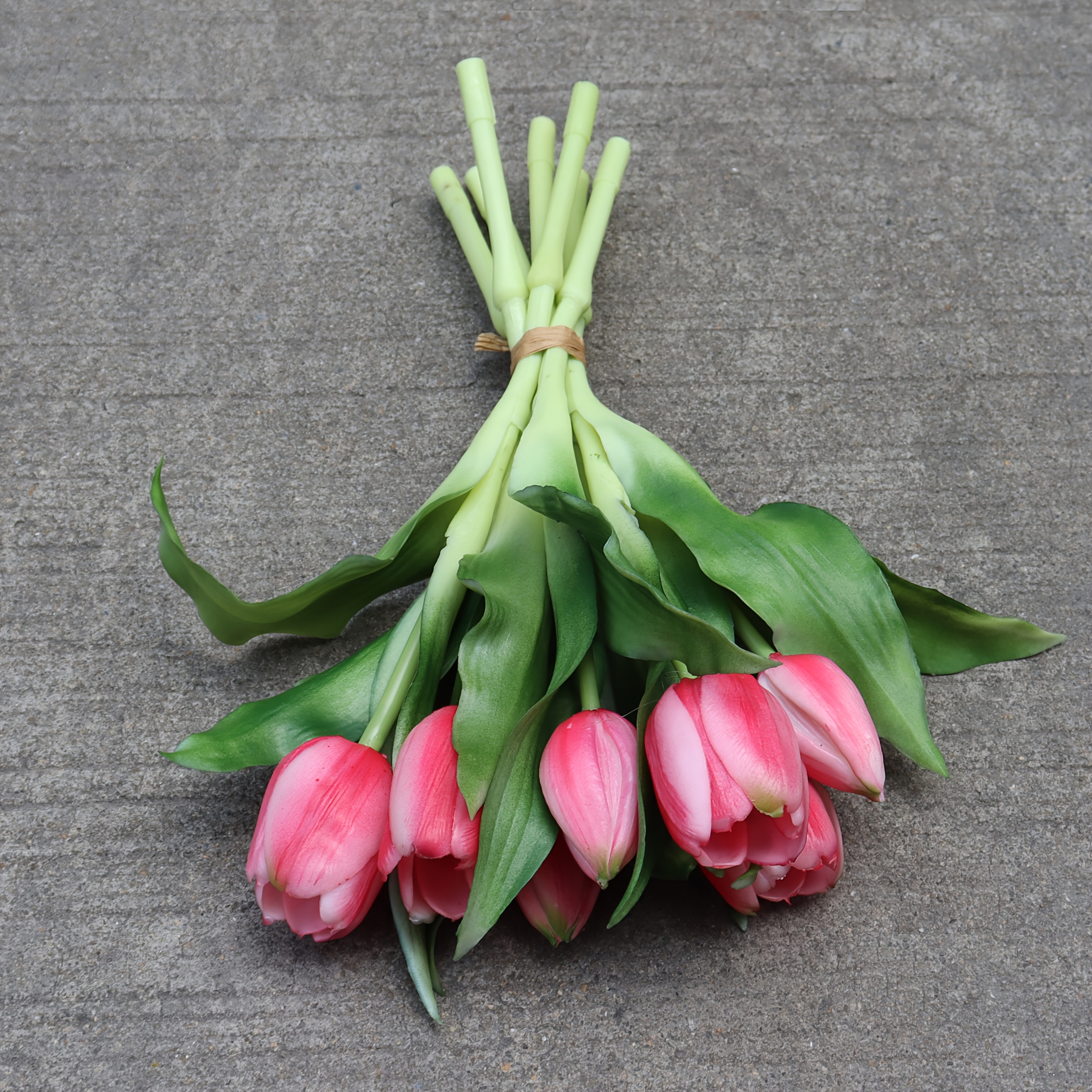 Artificial Tulip Set (4 And 3 Buds): Soft Pvc Short Stem Mini Bouquet With Real Touch. Perfect For Home Office Decor, Wedding, Bridal Shower, Anniversary, And Valentine's Day Gifts