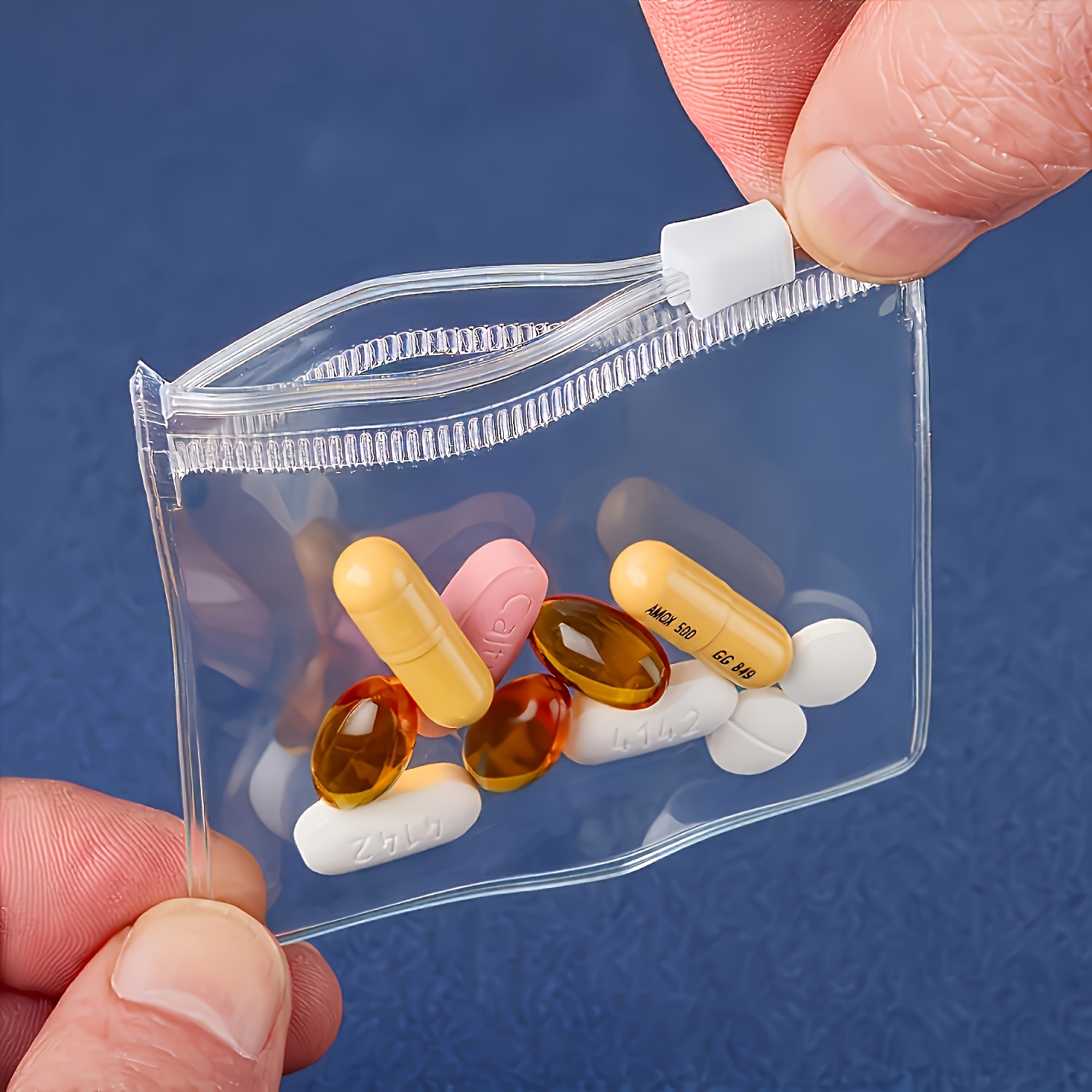 item picture 10pcs Portable Travel Medication Storage Bags | Reusable Zippered Plastic Bags for Jewelry and Medicine, Elegant Color