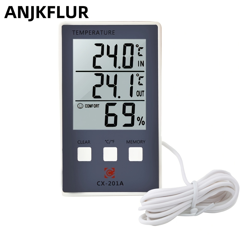 

Anjkflur Digital Hygrometer Thermometer, Indoor Outdoor Temperature Humidity Meter, Plastic, Battery Powered, ≤36v, 0.01 , With No Required