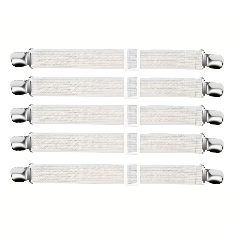 TEMU 5pcs Adjustable Sheet Clips, Anti-slip Mattress Securing Clips, Universal Sheet Holder Straps For Mattress, Sofa, Tablecloth, Car Seat Covers,