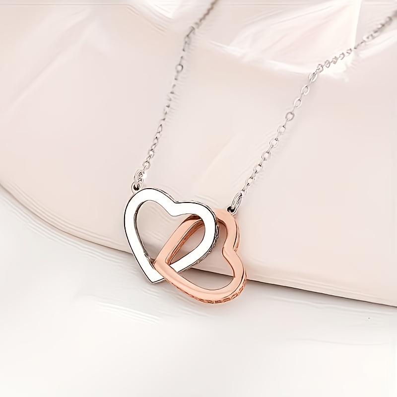 Elegant Bohemian Heart Necklace Gift Box, Interlocking Pendant