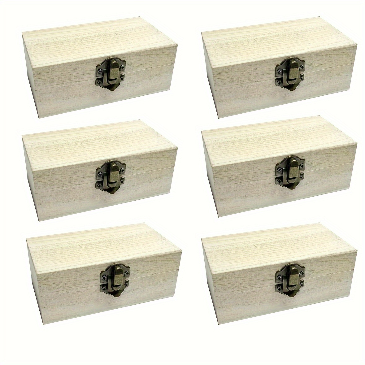 Image of 6pcs Unfinished Wooden Jewelry Boxes, For Room Decoration, Jewelry And Small Items Storage
