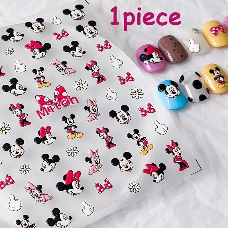Image of 1pc, Cartoon Nail Stickers Featuring And Patterns - Essential For Creative Nail . Cartoon Design, Perfect For Christmas, New Year, Holiday Gifts, And A Cute Family Gift.