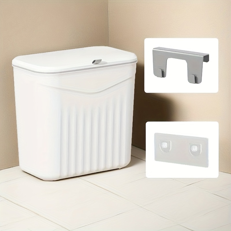 

Space-saving Wall-mounted Kitchen Trash Can, Multi-functional Plastic Waste Bin With Lid, White, Ideal For Christmas Gift