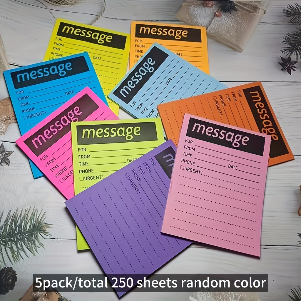 TEMU Colorful Creative Note Sticky Notes Suitable For Home And Office, 250-sheet Adhesive Memo Pads, 5 Packs With Random Colors