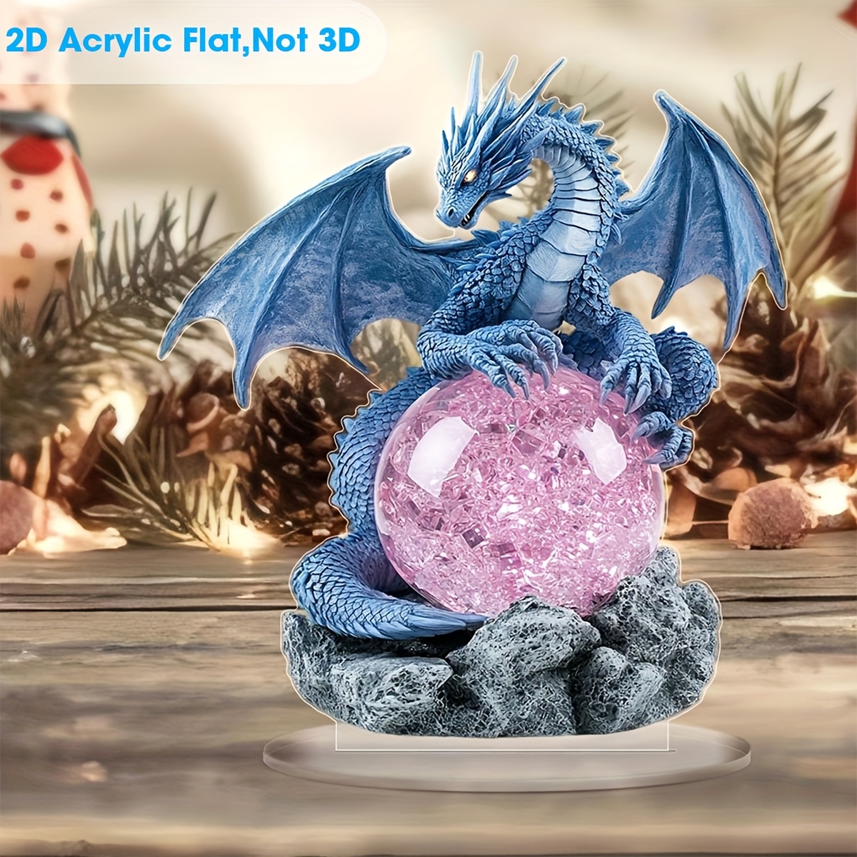 

1pc, , Blue Dragon, On , Made Of Acrylic Material Display Board, Suitable For Office Desks, Living Rooms, Used As Birthdays, Gifts, Creative Gifts For Friends, Theme Decoration Signs, Plaques