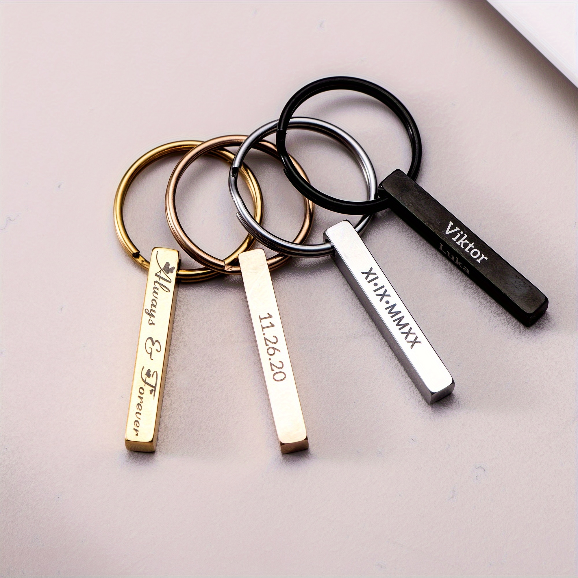 

【customized】text Square Pillar Keychain, Laser Printed Text 3d Square Pillar Keychain, Exquisite Gift