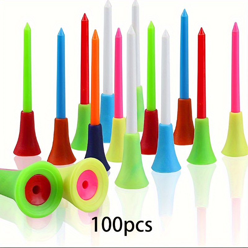 

100pcs Multi-color Golf Tees Set - Abs Material With Rubber Cushion Top, 83mm Durable Golf Ball Pegs - Ideal For Valentine's Day, Independence Day, Thanksgiving, Christmas, Golfing Events