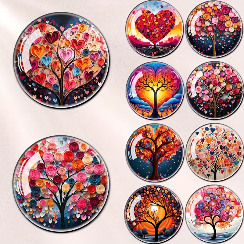 TEMU 10pcs Thanksgiving Tree Large 3d Relief Glass Fridge Magnets Artistic Fridge Magnets Kitchen Office And Home Decoration Whiteboard Storage