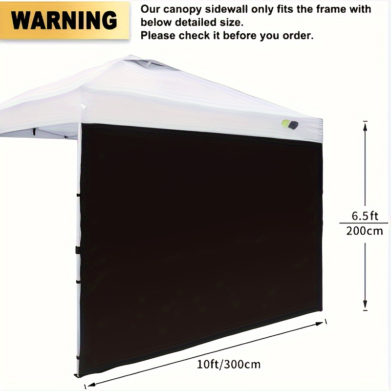 

1pc Waterproof Uv-resistant Tent Side Panel For 10x10 Canopy Frame, Durable Oxford Cloth Sidewall, Tear-resistant, Universal Fit, All-season Windproof & Thermal Insulation Accessory - Black