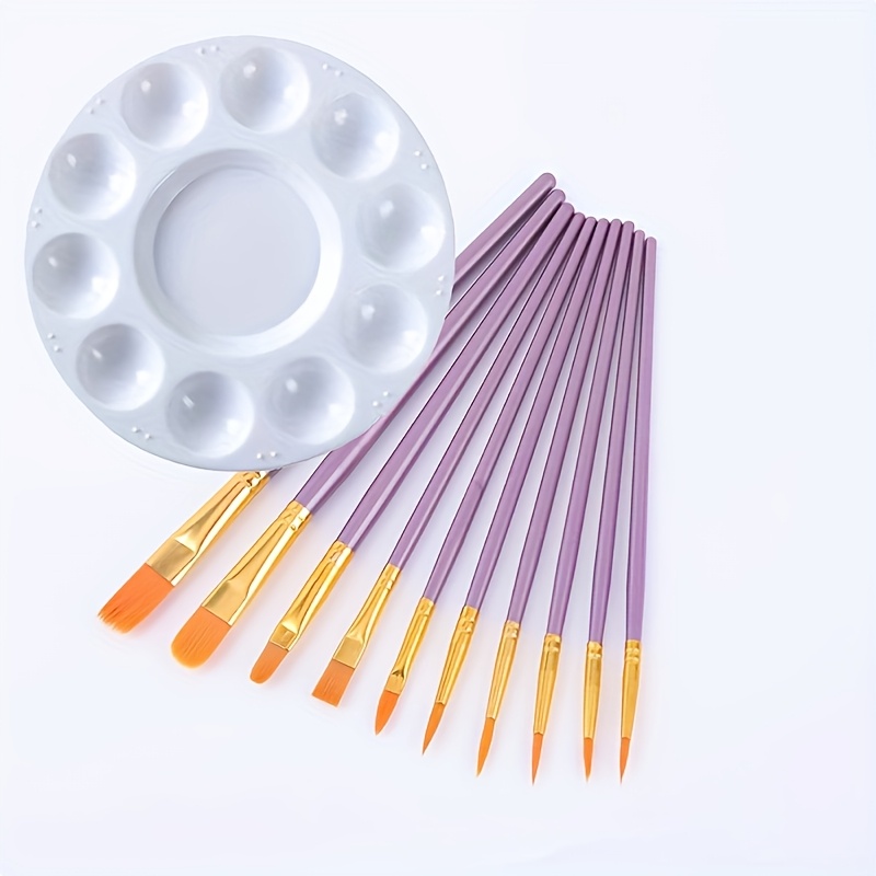TEMU 1 Ensemble de 10 pinceaux de peinture et 1 palette – Convient pour la peinture à , à l'huile et acrylique – Cadeau idéal pour , les étudiants et
