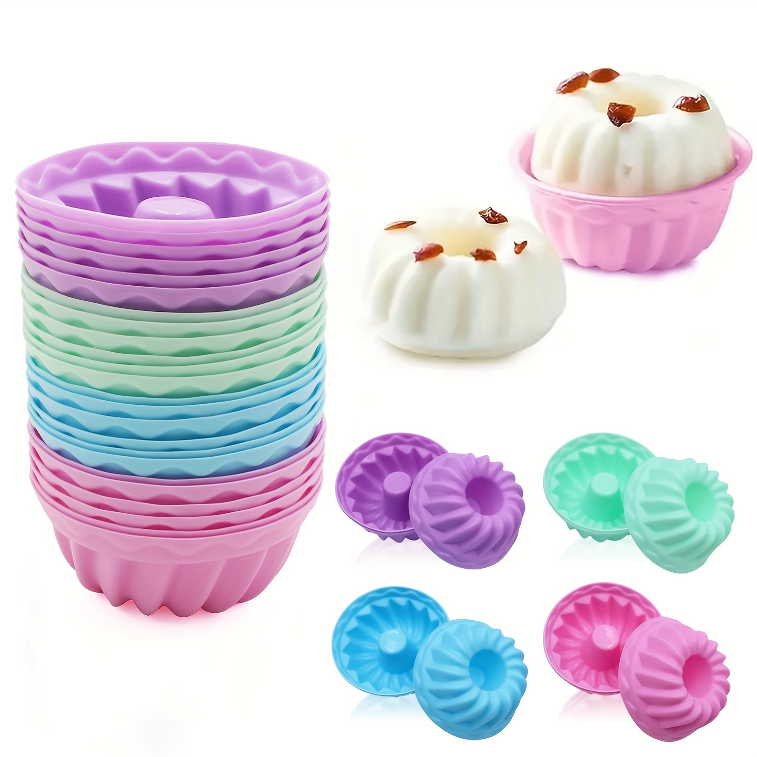 

24pcs Silicone Baking Molds Pumpkin Silicone Cups Non-stick Muffins Mould Washable Cupcake Liners Donut Cake Pan Reusable Cupcake Wrapper Molds For Pan Oven Microwave Dishwasher