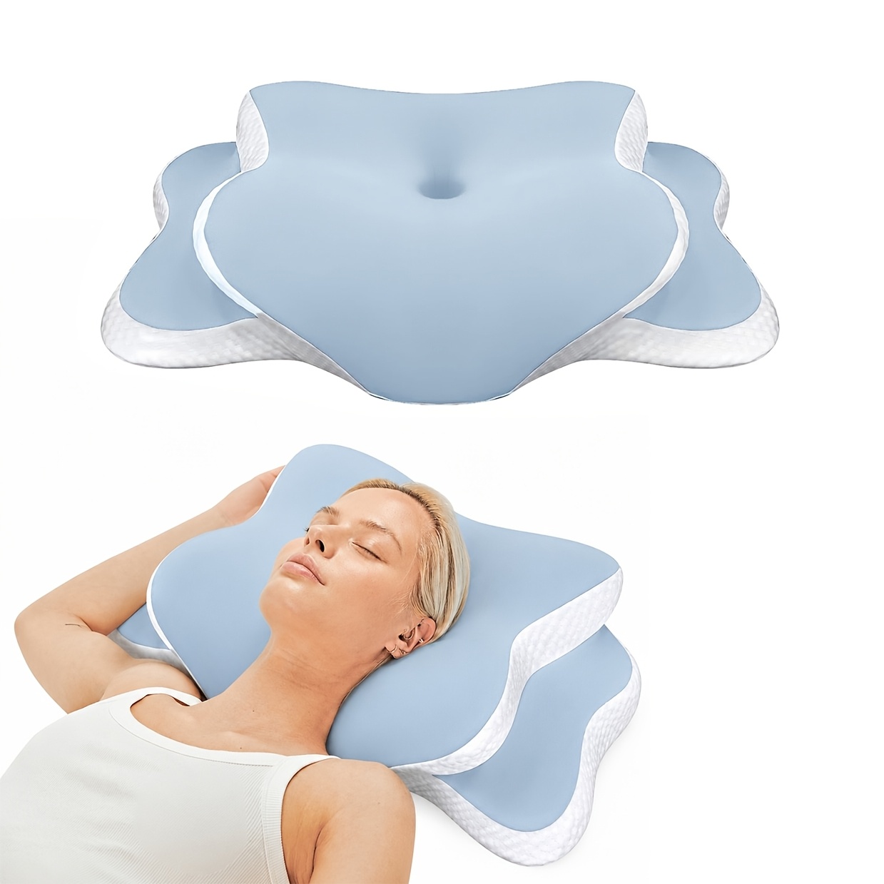 TEMU 【人間工学】睡眠用枕、首枕、取り外し可能で洗濯可能なカバー付き、横向き/背中/腹向き寝対応、ファーム